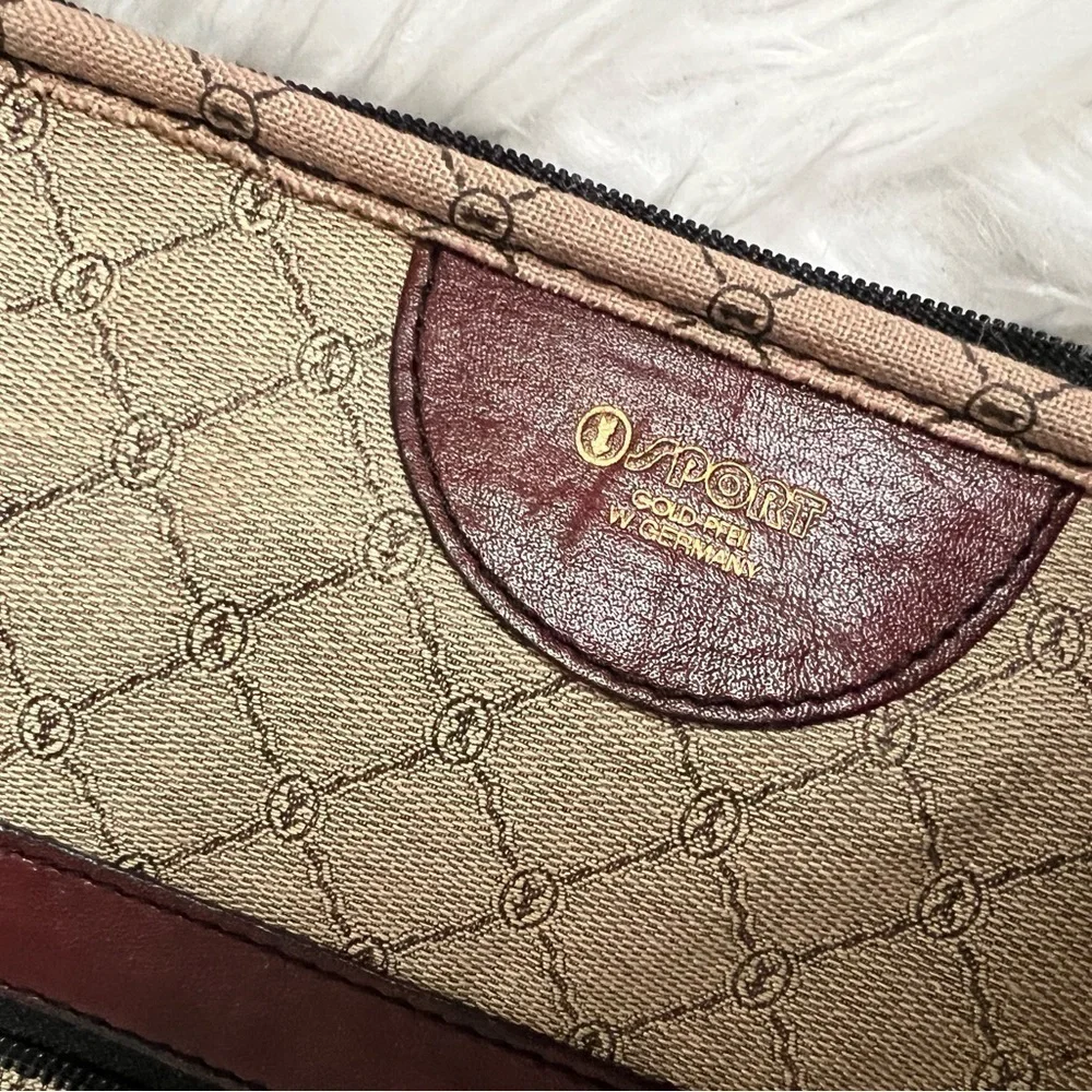 Vintage Goldpfeil Burgundy Leather Overnighter Briefcase Bag *RARE*